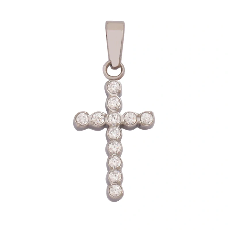 Religious Style Cross Charm Pendant,316 Stainless Steel Cubic Zirconia Jewelry Findings Necklace Bracelet Accessories Supplies