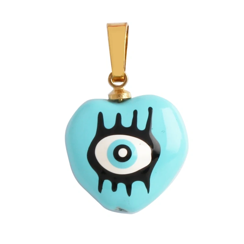 Trendy Unique Colourful Turkish Evil Luck Eye Charm Pendant,Love Heart DIY Bracelet Necklace Connector Components Supplies