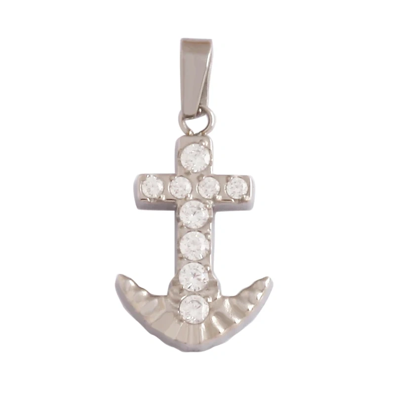 Religious Style Cross Charm Pendant,316 Stainless Steel Cubic Zirconia Jewelry Findings Necklace Bracelet Accessories Supplies