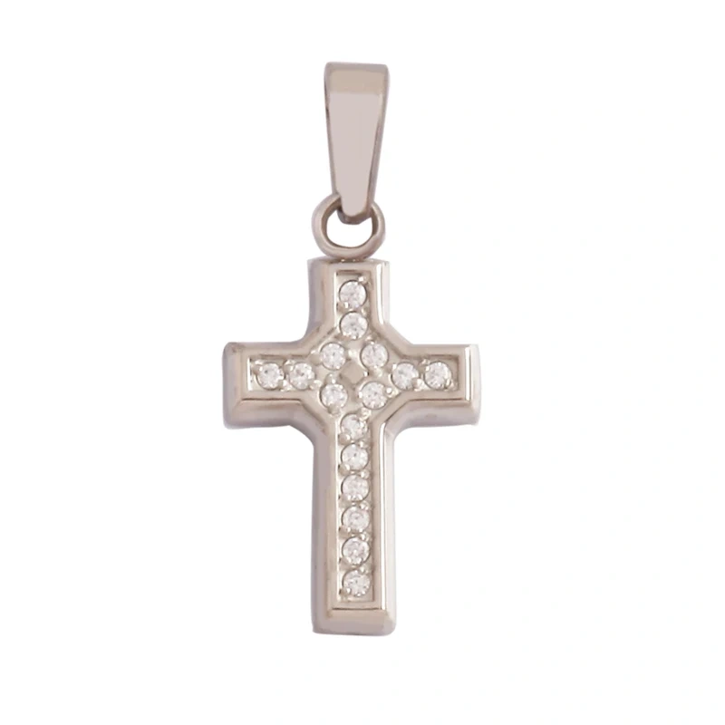 Religious Style Cross Charm Pendant,316 Stainless Steel Cubic Zirconia Jewelry Findings Necklace Bracelet Accessories Supplies