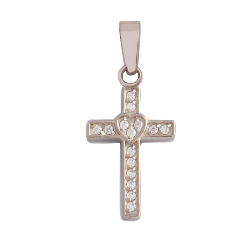 Religious Style Cross Charm Pendant,316 Stainless Steel Cubic Zirconia Jewelry Findings Necklace Bracelet Accessories Supplies