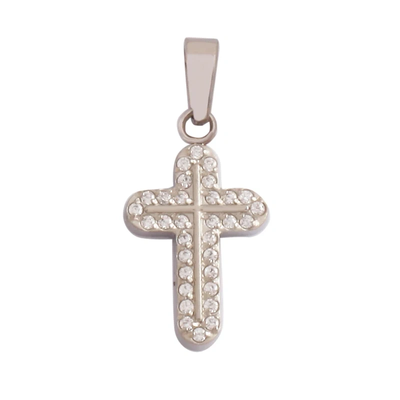 Religious Style Cross Charm Pendant,316 Stainless Steel Cubic Zirconia Jewelry Findings Necklace Bracelet Accessories Supplies