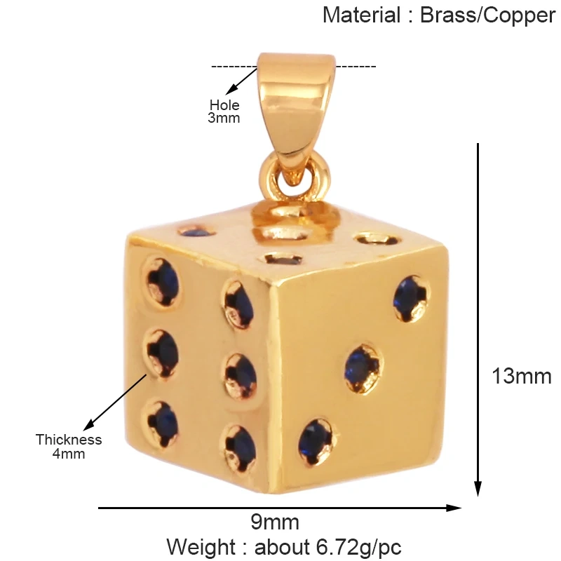 Trendy Triangle Oval Round Dice Geometry Charm Pendant,18K Gold Plated Necklace Bracelet for Jewelry Findings Daily Supplies