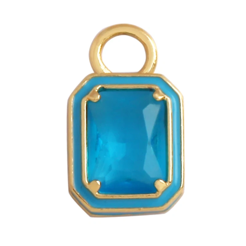 Geometry Bezel Charm Pendant with Glass,Earring Attachment,18K Gold Plated CZ Micro Pave Jewelry Findings Accessories Supplies