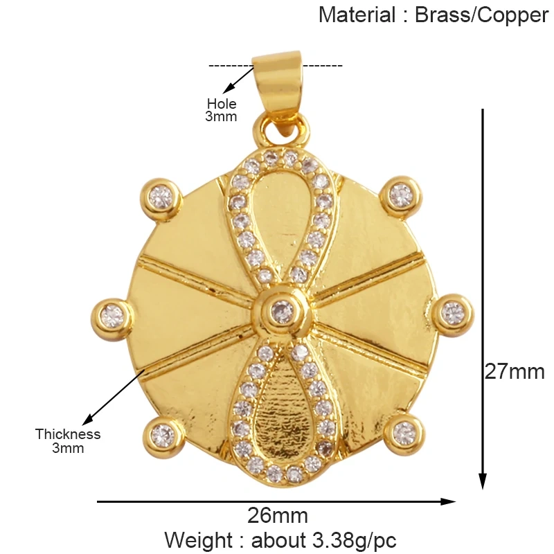 Trendy Triangle Oval Round Dice Geometry Charm Pendant,18K Gold Plated Necklace Bracelet for Jewelry Findings Daily Supplies