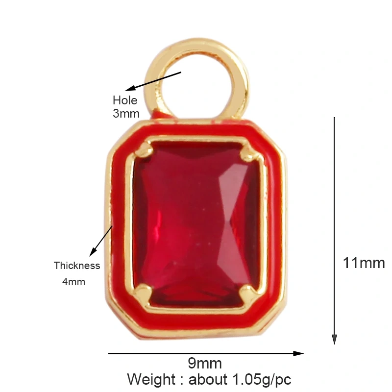 Geometry Bezel Charm Pendant with Glass,Earring Attachment,18K Gold Plated CZ Micro Pave Jewelry Findings Accessories Supplies