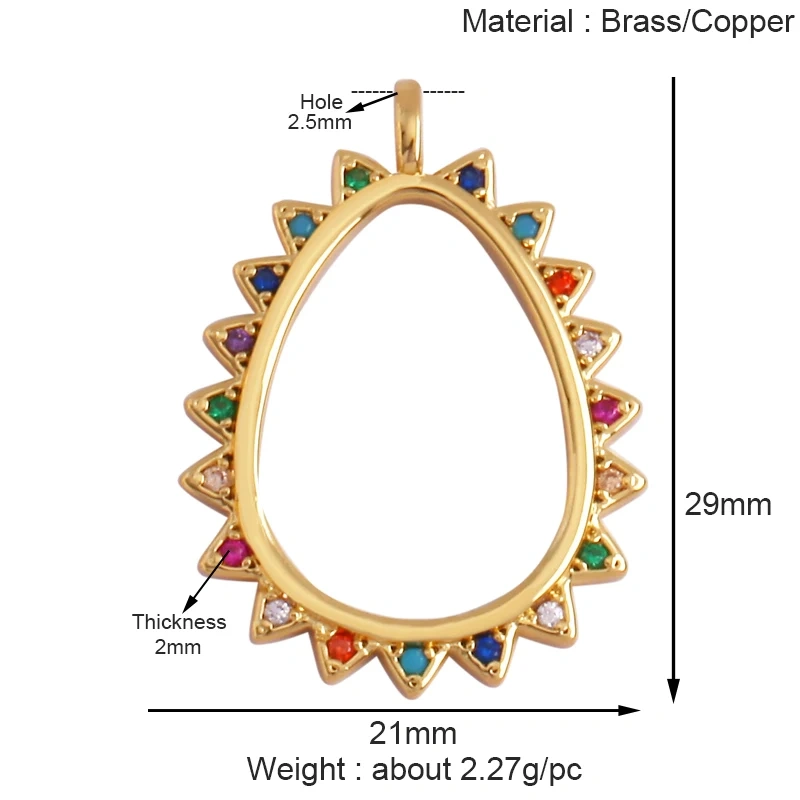 Trendy Rainbow Zircon Pearl Shell Love Heart Charm Pendant,Creative Angel 18K Gold Plated Jewelry Findings Accessories Supplies K42