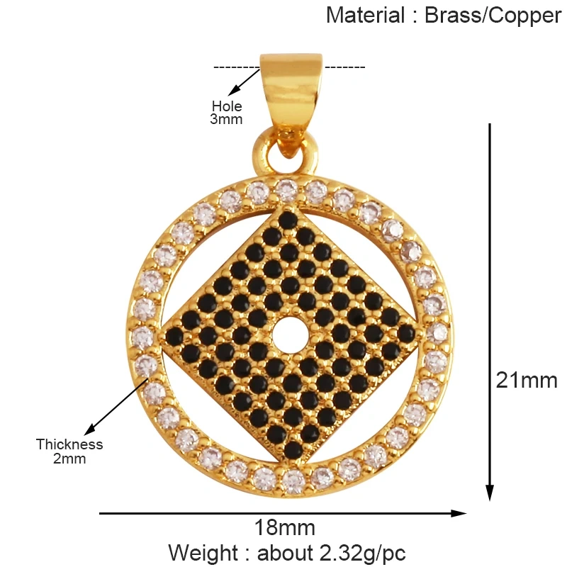 Trendy Triangle Oval Round Dice Geometry Charm Pendant,18K Gold Plated Necklace Bracelet for Jewelry Findings Daily Supplies