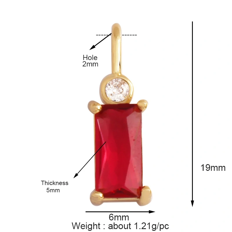 Geometry Bezel Charm Pendant with Glass,Earring Attachment,18K Gold Plated CZ Micro Pave Jewelry Findings Accessories Supplies