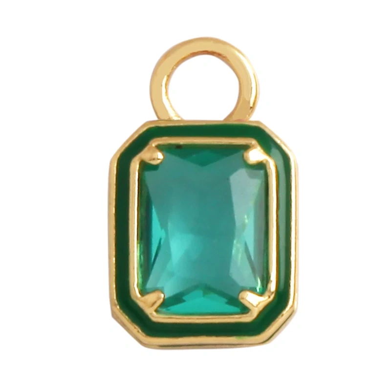 Geometry Bezel Charm Pendant with Glass,Earring Attachment,18K Gold Plated CZ Micro Pave Jewelry Findings Accessories Supplies