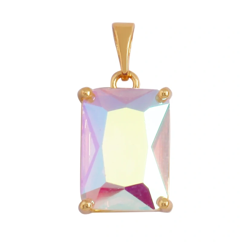 Geometry Bezel Charm Pendant with Glass,Earring Attachment,18K Gold Plated CZ Micro Pave Jewelry Findings Accessories Supplies