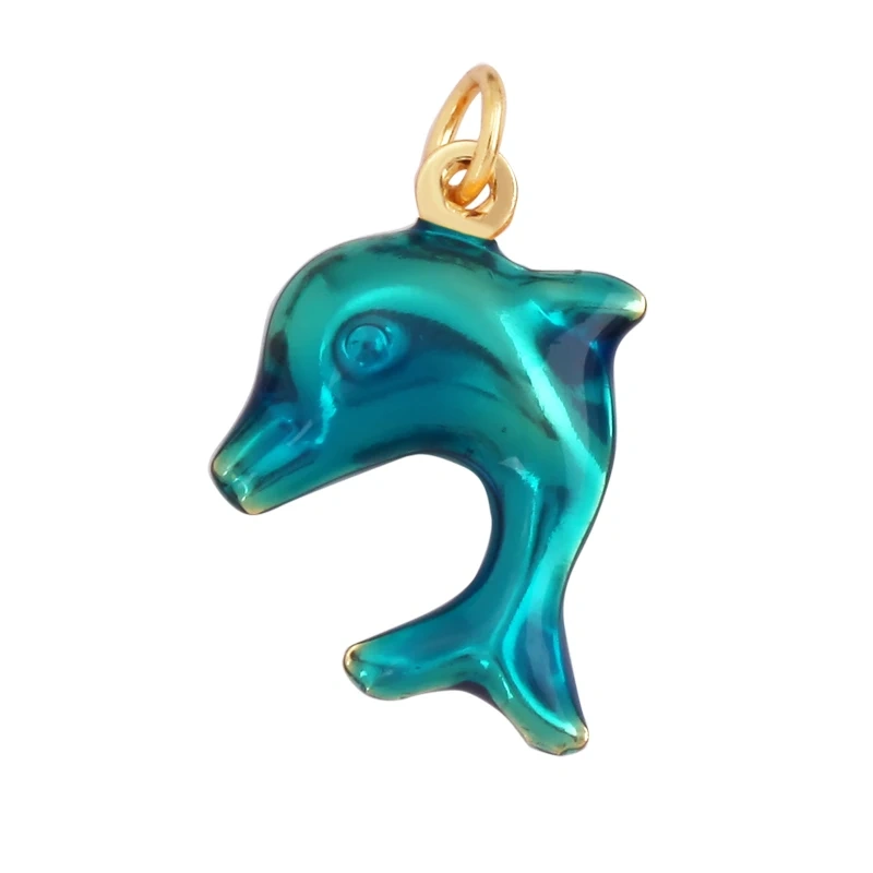 Trendy Multicolor Enamel Scallop Starfish Dolphin Seahorse Charm Necklace Pendant,Summer Beach Holiday Jewelry Components Supply