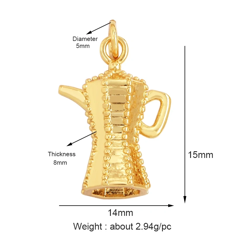 Trendy Perfume Bottle Coffee Cup Wine Glass Charm Pendant,18K Gold Plated Necklace Bracelet for Jewelry Findings Daily Supplies