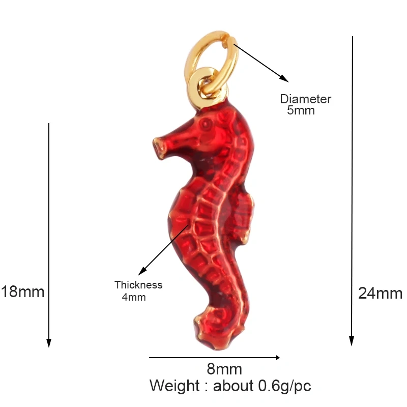 Trendy Multicolor Enamel Scallop Starfish Dolphin Seahorse Charm Necklace Pendant,Summer Beach Holiday Jewelry Components Supply L34