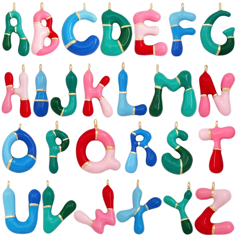 Fashion Colorful Creativity 18K Gold Plated Initial Name A-Z Letter Charm Pendant,Necklace Jewelry Findings Accessories Supplies