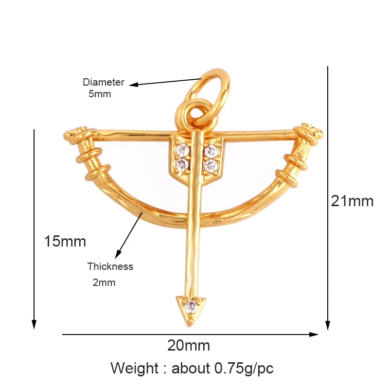 Delicacy Fashion Arrow Tie Geometric Cubic Zirconia CZ Paved Charm Pendant,18K Real Gold Plated Colour,Craft Jewelry Supply L17