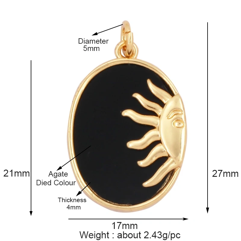 Trendy Sun Apollo Moon Star Shell Charm Pendant,Real Gold Plated Cubic Zirconia Paved,Jewelry Necklace Bracelet Accessories M56
