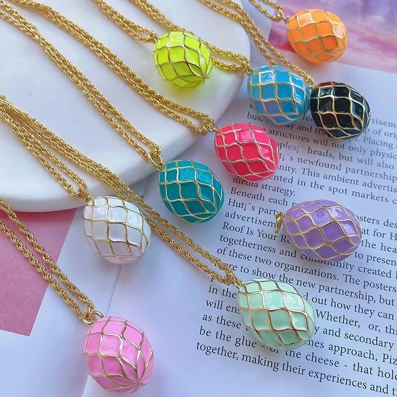 New Style Rabbit Enamel Ball Shape Big Size Charm Pendant,Fashion Gold Plated Water Ripples DIY Necklace Jewelry Accessories