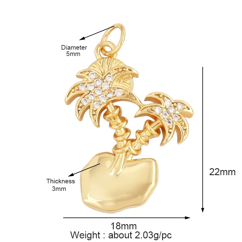 Cherry Pineapple Banana Cactus Mushroom Coconut Tree 18K Gold Charm Pendant,Bangle Earring Necklace Jewelry Findings Supply N30