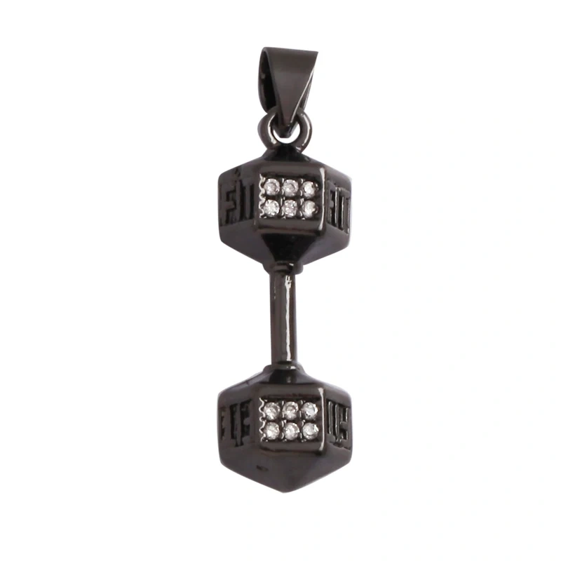 Trendy Sports Baseball Dumbbell Yoga Men's Boots Zirconia Paved Cloth Charm Pendant,18K Gold Necklace Craft Jewelry Supply L99