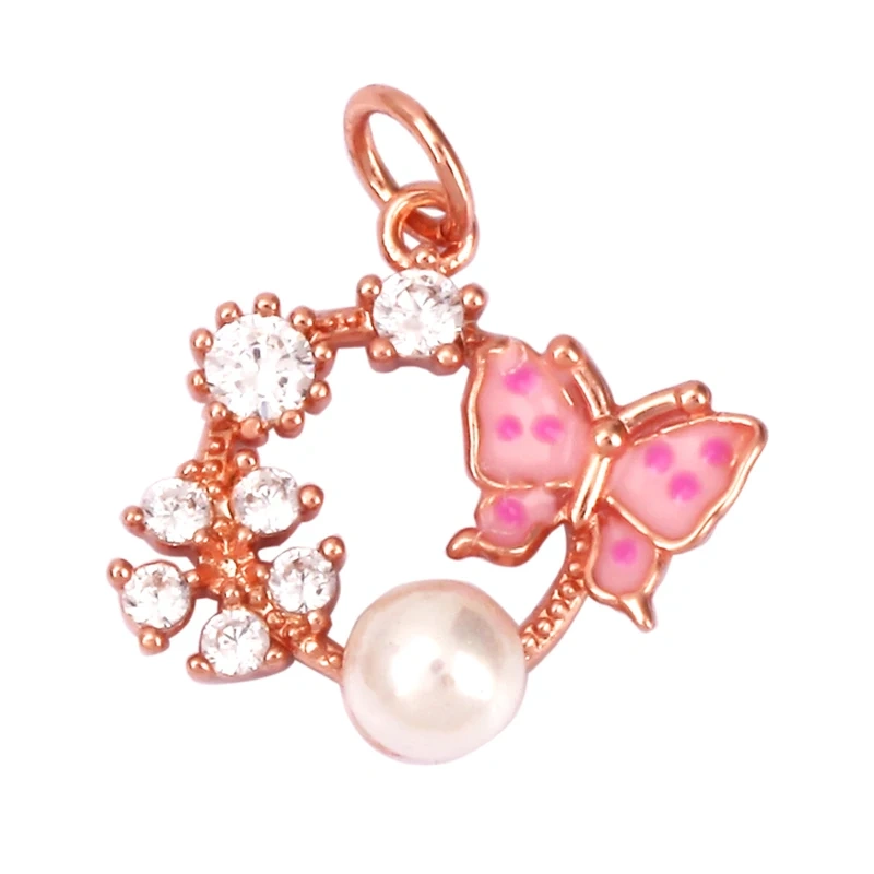 Fine Sweet Flower Charm Pendant,Trendy Multicolor Zircon Pentacle Butterfly Necklace Accessories Handy Craft Jewelry Supply K54