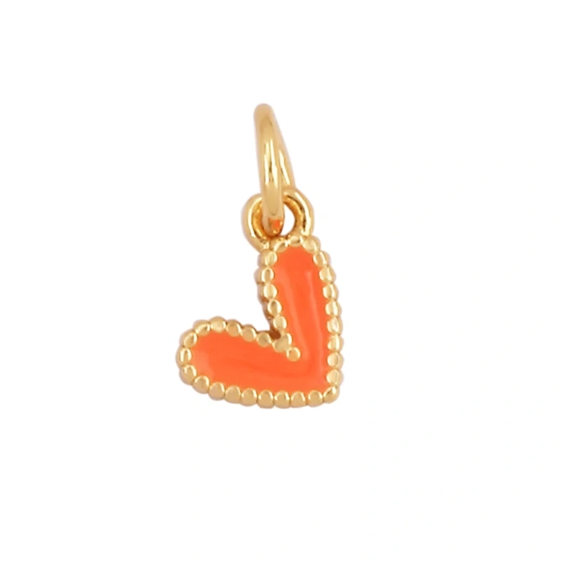 Trendy Colourful Enamel Dripping Oil Love Heart Charm Pendant,Cute Rainbow Round Coin Jewelry Necklace Accessories Supply L28