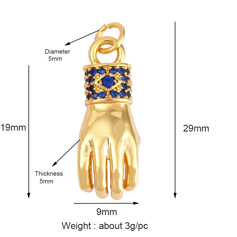 Buddha Hamsha Evil Eye Hand Charm , 18K Real Gold Plated Colour,Necklace Bracelet Pendant for Handmade Jewelry Supplies L14