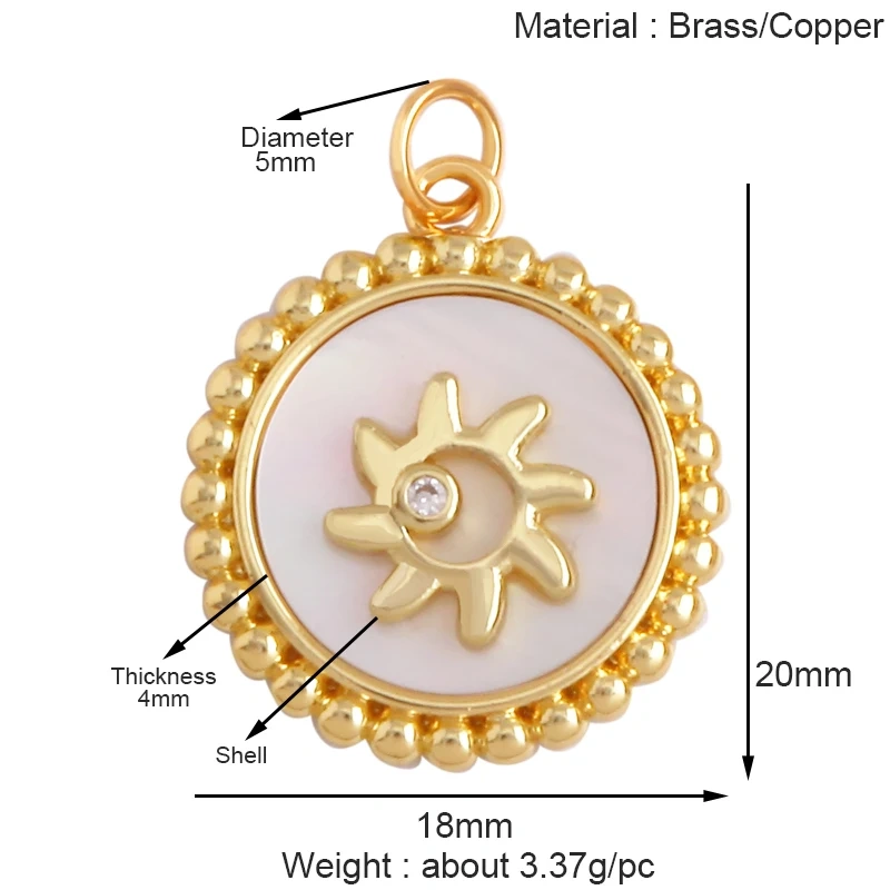 Trendy Shining Star Moon Sun Sea Charm Pendant,18K Gold Inlaid CZ Zirconia Jewelry Findings Necklace Bracelet Making Supply K52