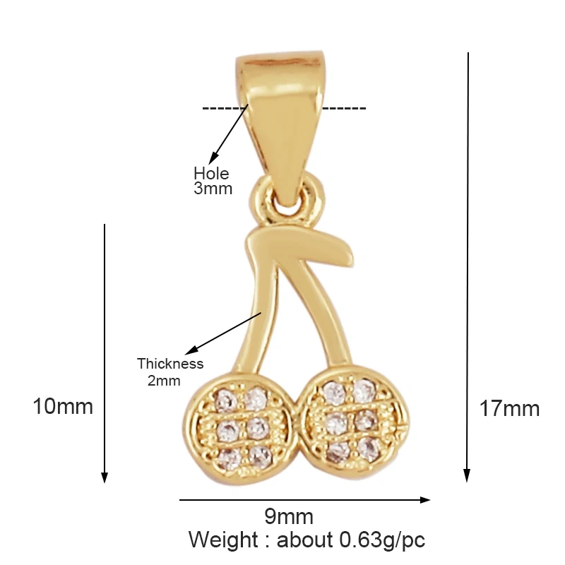 Cherry Pineapple Banana Cactus Mushroom Coconut Tree 18K Gold Charm Pendant,Bangle Earring Necklace Jewelry Findings Supply N30