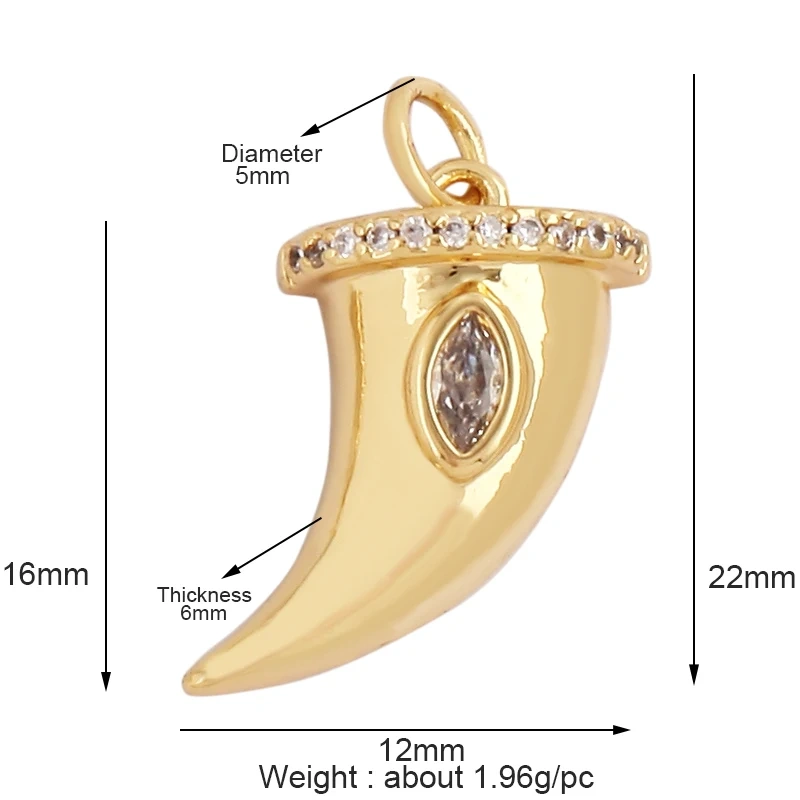 Love Heart Star Sun Flower OX Horn Dragon Zircon Charm Pendant,18K Gold Plated Jewelry Findings Necklace Accessories Supply L61