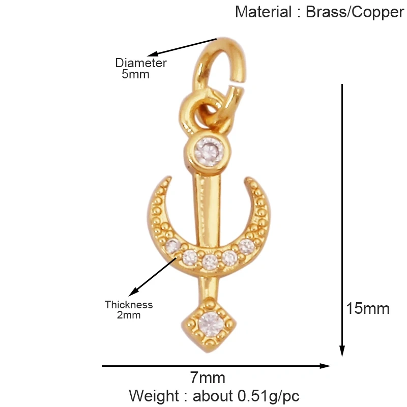 Trendy Shining Star Moon Sun Sea Charm Pendant,18K Gold Inlaid CZ Zirconia Jewelry Findings Necklace Bracelet Making Supply K52