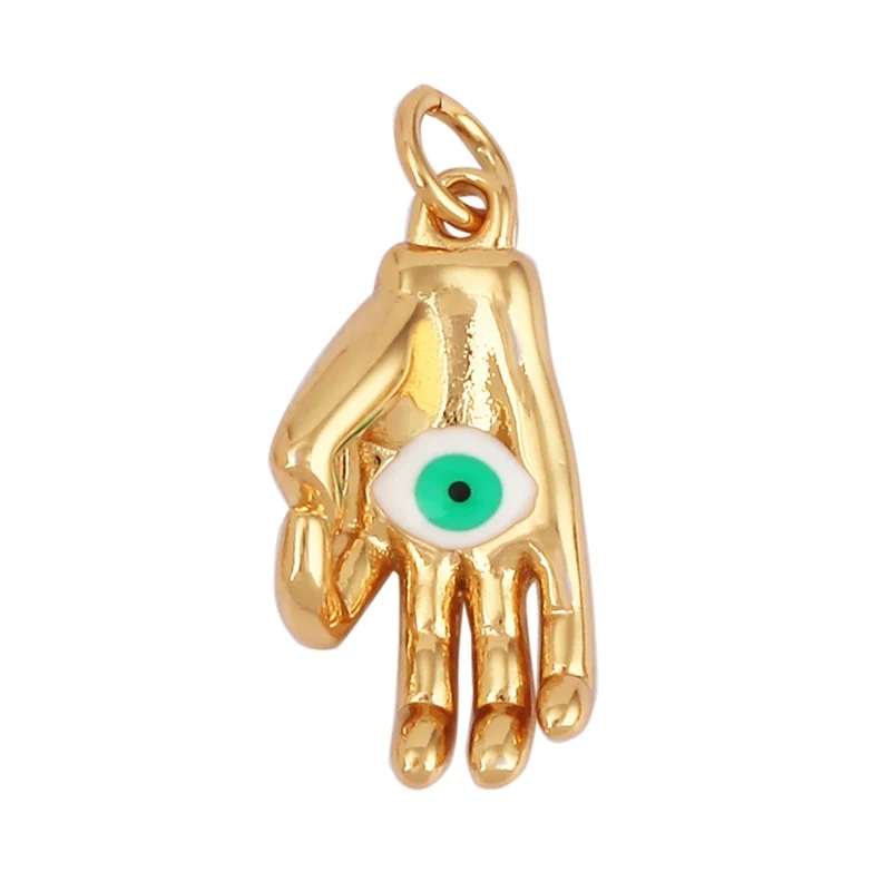 Buddha Hamsha Evil Eye Hand Charm , 18K Real Gold Plated Colour,Necklace Bracelet Pendant for Handmade Jewelry Supplies L14