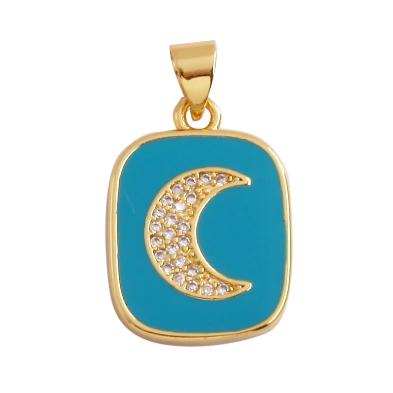 Love Heart Star Sun Flower OX Horn Dragon Zircon Charm Pendant,18K Gold Plated Jewelry Findings Necklace Accessories Supply L61