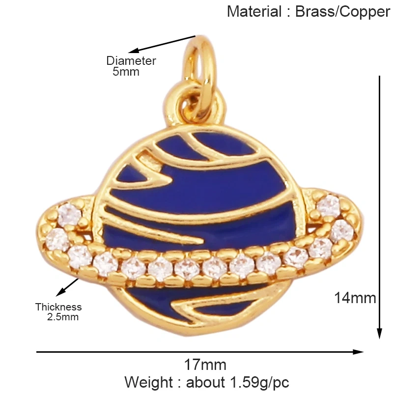 Trendy Shining Star Moon Sun Sea Charm Pendant,18K Gold Inlaid CZ Zirconia Jewelry Findings Necklace Bracelet Making Supply K52