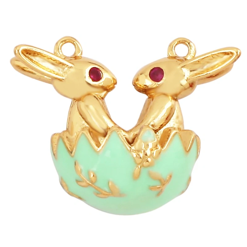 New Style Rabbit Enamel 3D Ball Egg Teardrop Shape Big Size Charm Pendant,Fashion Gold Plated Water Ripples DIY Necklace Jewelry Accessories L20