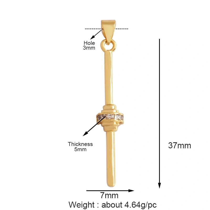 Trendy Sports Baseball Dumbbell Yoga Men's Boots Zirconia Paved Cloth Charm Pendant,18K Gold Necklace Craft Jewelry Supply L99