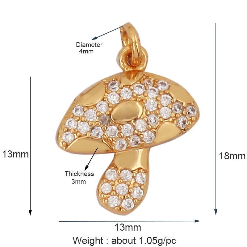 Cherry Pineapple Banana Cactus Mushroom Coconut Tree 18K Gold Charm Pendant,Bangle Earring Necklace Jewelry Findings Supply N30