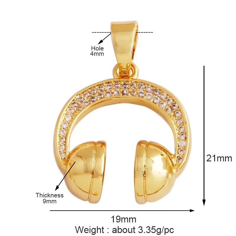 Trendy Sports Baseball Dumbbell Yoga Men's Boots Zirconia Paved Cloth Charm Pendant,18K Gold Necklace Craft Jewelry Supply L99