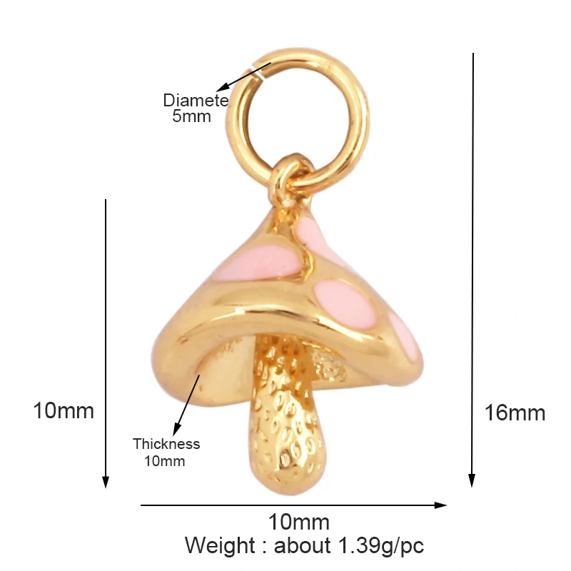 Cherry Pineapple Banana Cactus Mushroom Coconut Tree 18K Gold Charm Pendant,Bangle Earring Necklace Jewelry Findings Supply N30