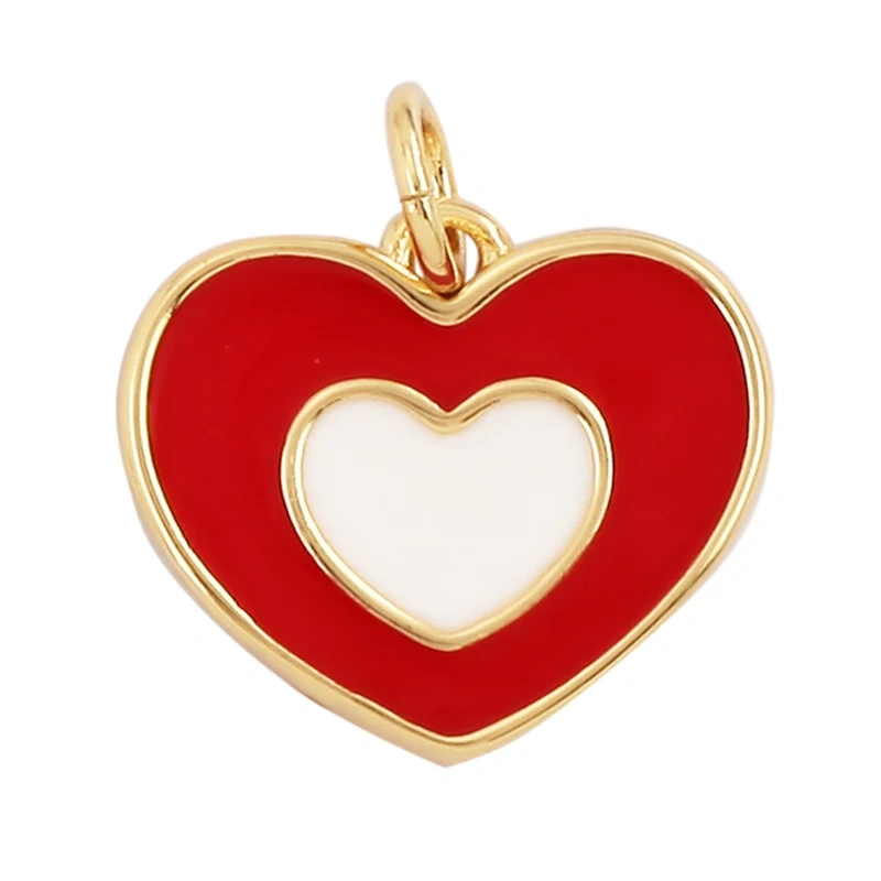 Trendy Colourful Enamel Dripping Oil Love Heart Charm Pendant,Cute Rainbow Round Coin Jewelry Necklace Accessories Supply L28