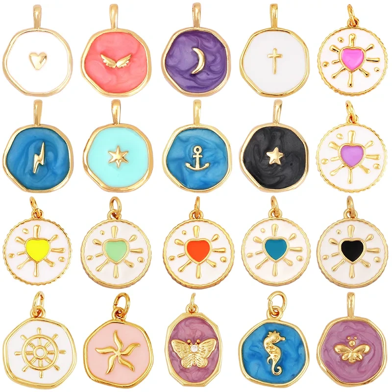 Angel Wing Flash Bolt Moon Star Heart Enamel Attachment for Necklace Bracelet Earring,Handy Craft Jewelry Supply Wholesale K07