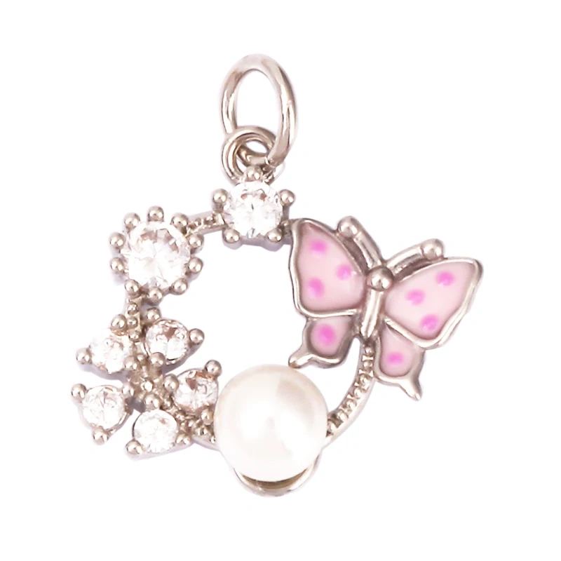 Fine Sweet Flower Charm Pendant,Trendy Multicolor Zircon Pentacle Butterfly Necklace Accessories Handy Craft Jewelry Supply K54