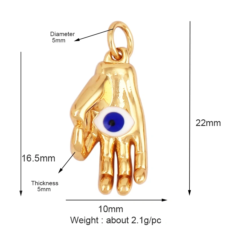 Buddha Hamsha Evil Eye Hand Charm , 18K Real Gold Plated Colour,Necklace Bracelet Pendant for Handmade Jewelry Supplies L14