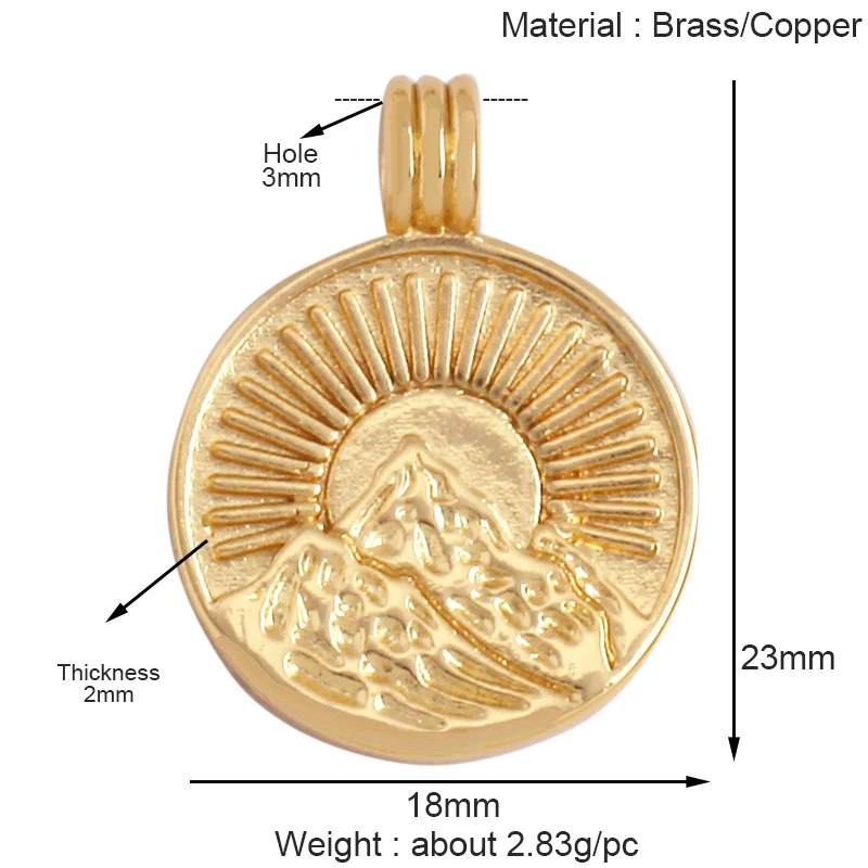 Trendy Shining Star Moon Sun Sea Charm Pendant,18K Gold Inlaid CZ Zirconia Jewelry Findings Necklace Bracelet Making Supply K52