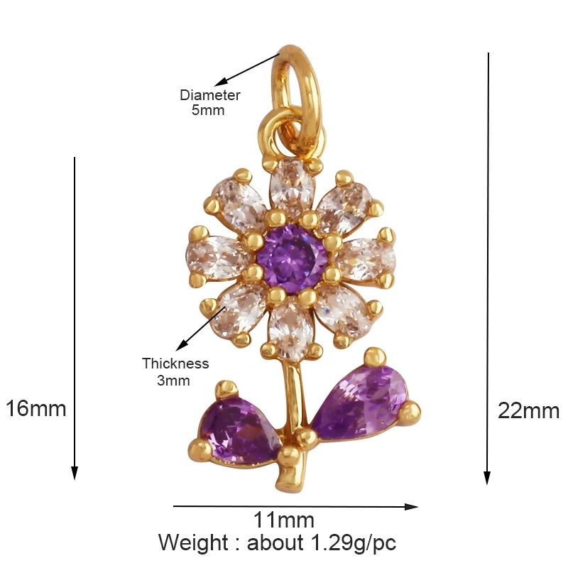 Fine Sweet Flower Charm Pendant,Trendy Multicolor Zircon Pentacle Butterfly Necklace Accessories Handy Craft Jewelry Supply K54