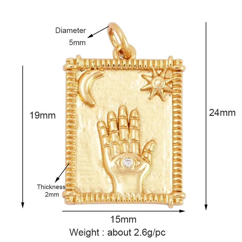 Buddha Hamsha Evil Eye Hand Charm , 18K Real Gold Plated Colour,Necklace Bracelet Pendant for Handmade Jewelry Supplies L14