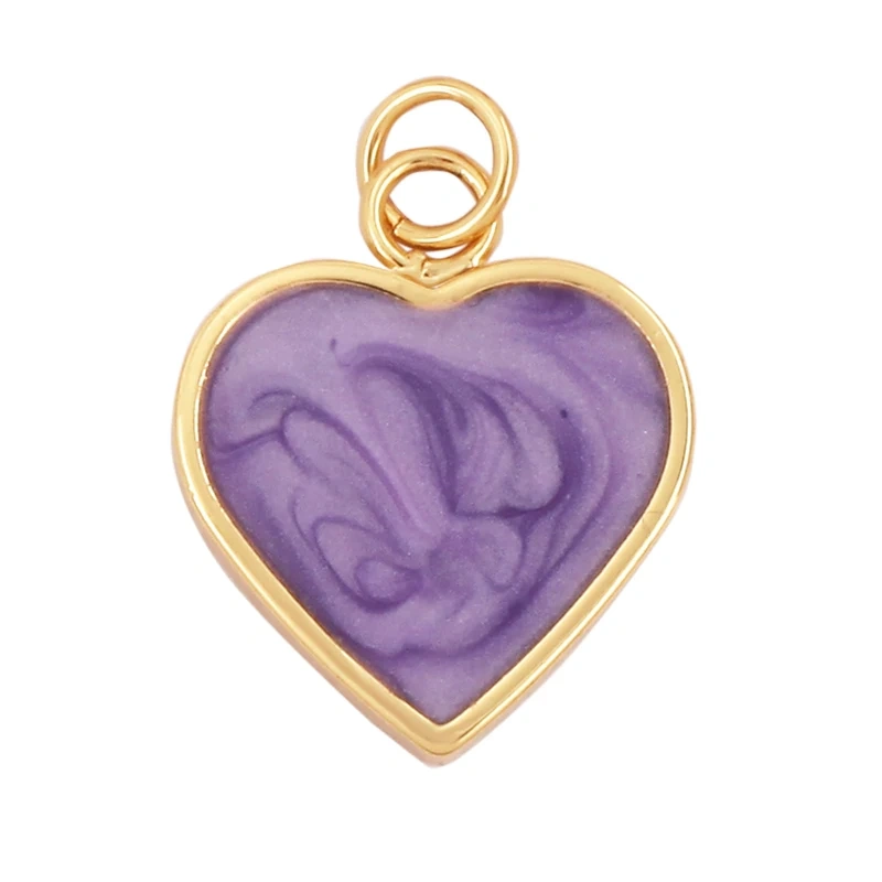 Trendy Colourful Enamel Dripping Oil Love Heart Charm Pendant,Cute Rainbow Round Coin Jewelry Necklace Accessories Supply L28