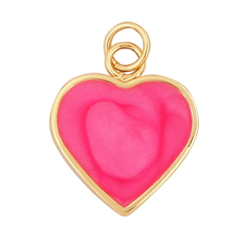 Trendy Colourful Enamel Dripping Oil Love Heart Charm Pendant,Cute Rainbow Round Coin Jewelry Necklace Accessories Supply L28