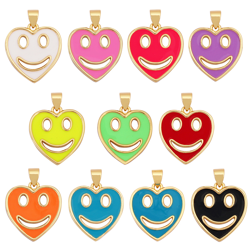 New Heart Shape Happy Face Charm Pendant,Fashion Zircon Necklace Bracelet Pendant Handmade Jewelry Accessories K56