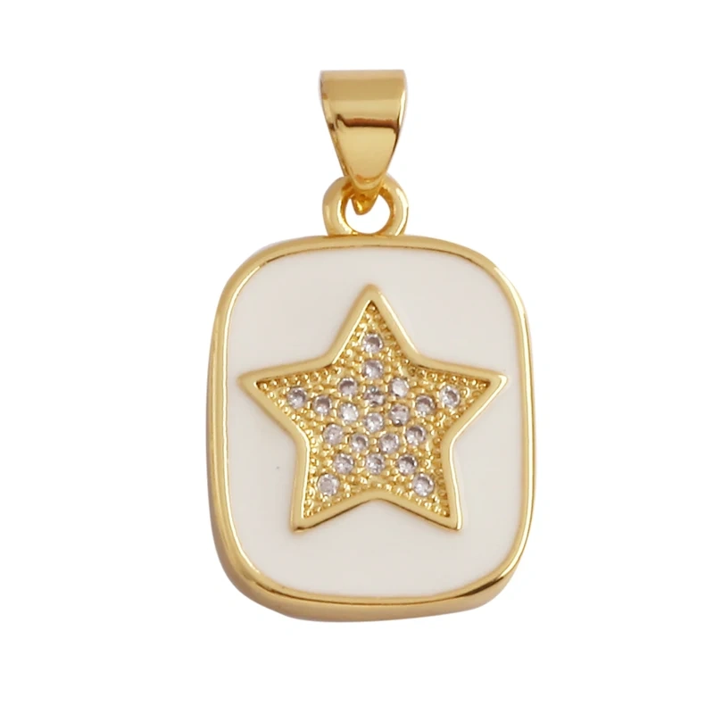 Love Heart Star Sun Flower OX Horn Dragon Zircon Charm Pendant,18K Gold Plated Jewelry Findings Necklace Accessories Supply L61